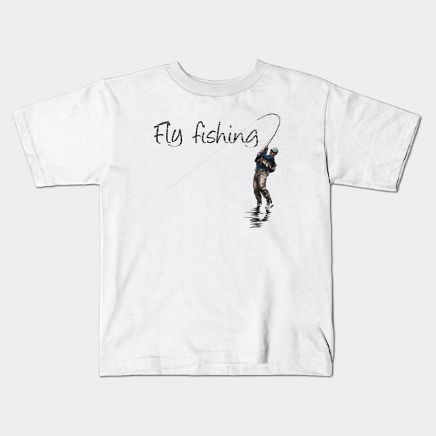 Fly fishing Kids T-Shirt by sibosssr